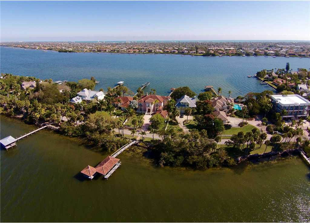 Merritt Island Waterfront Luxury Home Aerial View  